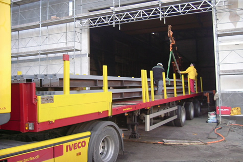 Logistik und Vormontage der Stahltr&auml;ger